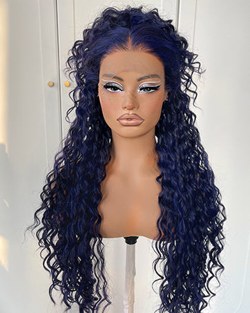 Blue Curly Lace Front Wig
