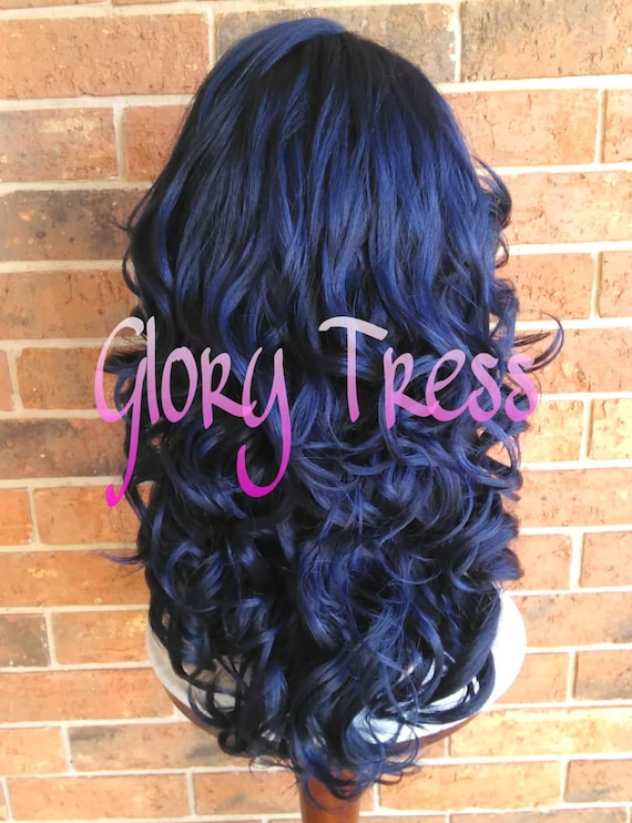 Blue Curly Lace Front Wig
