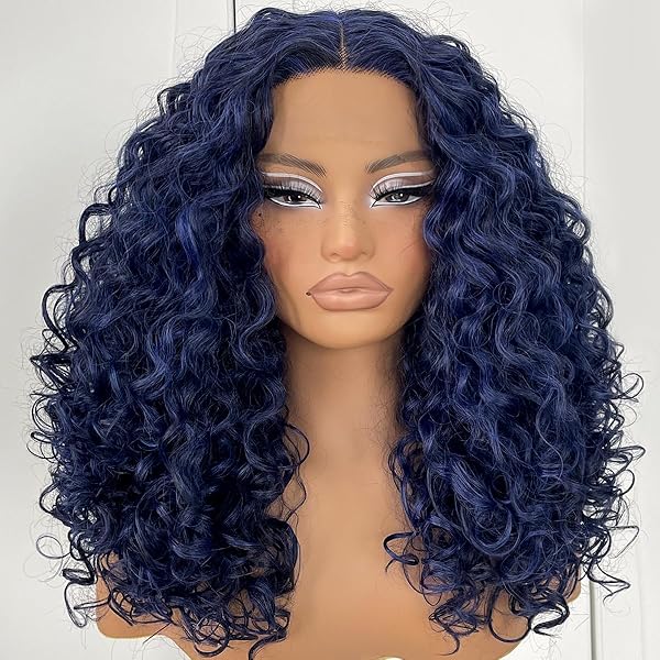 Blue Curly Lace Front Wig