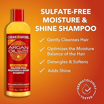 Creme Of Nature Argan Oil Shampoo, Moisture & Shine, 12 OZ