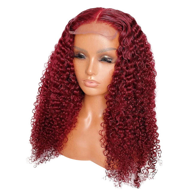 Curly Lace Front Wig reddish brown