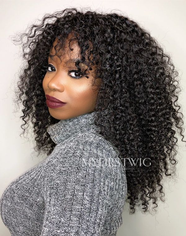 Curly Lace Front Wig reddish brown