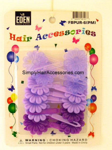 Eden Small Flower Hair Barrettes Purple & White, 28 Pcs