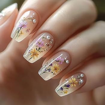 Floral Design False Nails Set