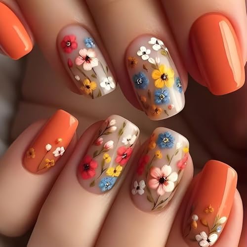 Floral Design False Nails Set