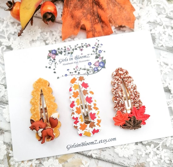 Fox Glitter Hair Bows Set