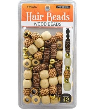 Hair Beads Wood Beads MIX-12 Magic Collection