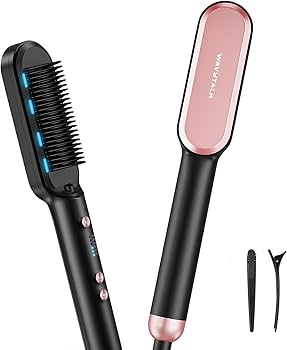 Hair Straightening Brush, US Plug, Gold Ceramic, Temperature Control