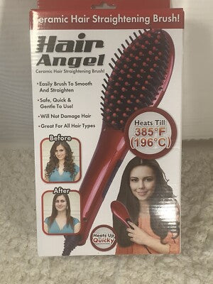 Hair Straightening Brush, US Plug, Gold Ceramic, Temperature Control