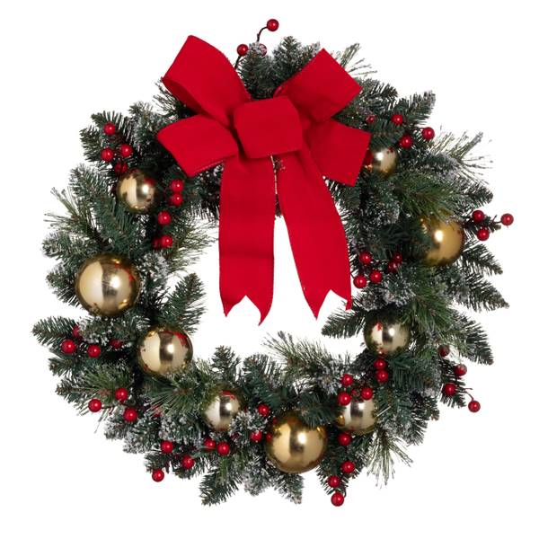 Holiday Bow Wreath with Ornaments