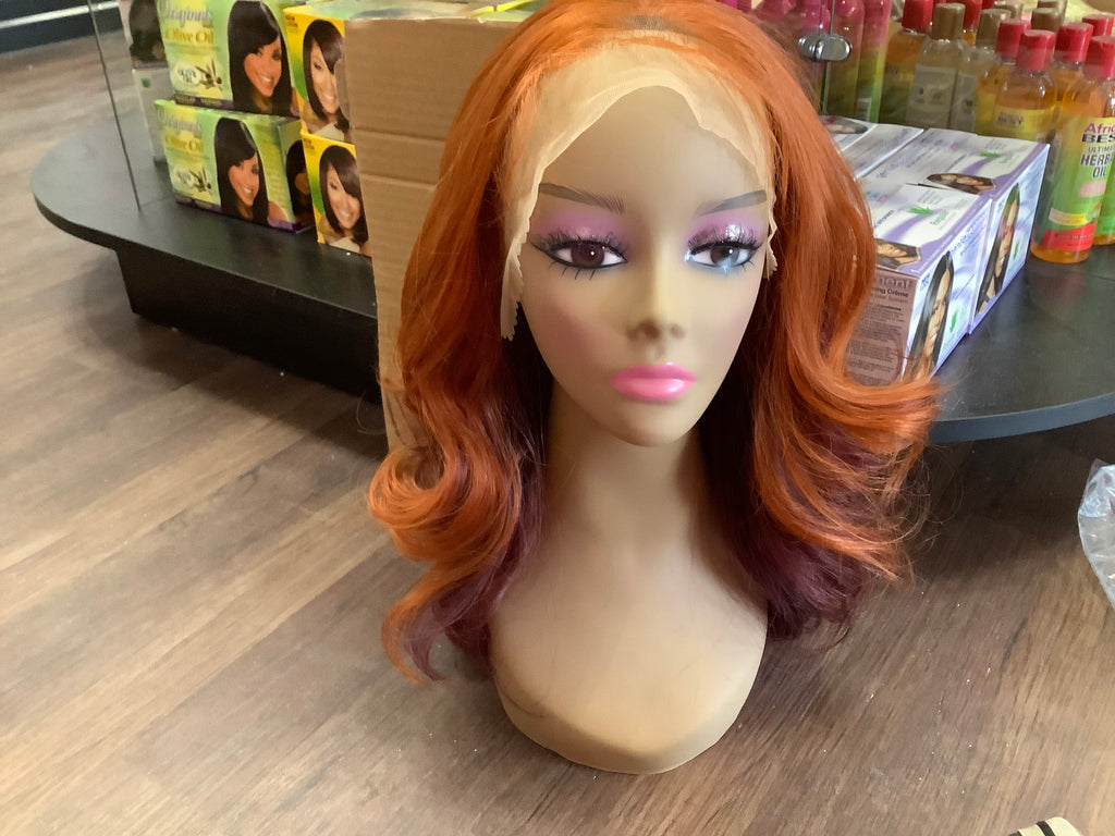 Long Wavy Auburn Lace Wig (W05YLO)