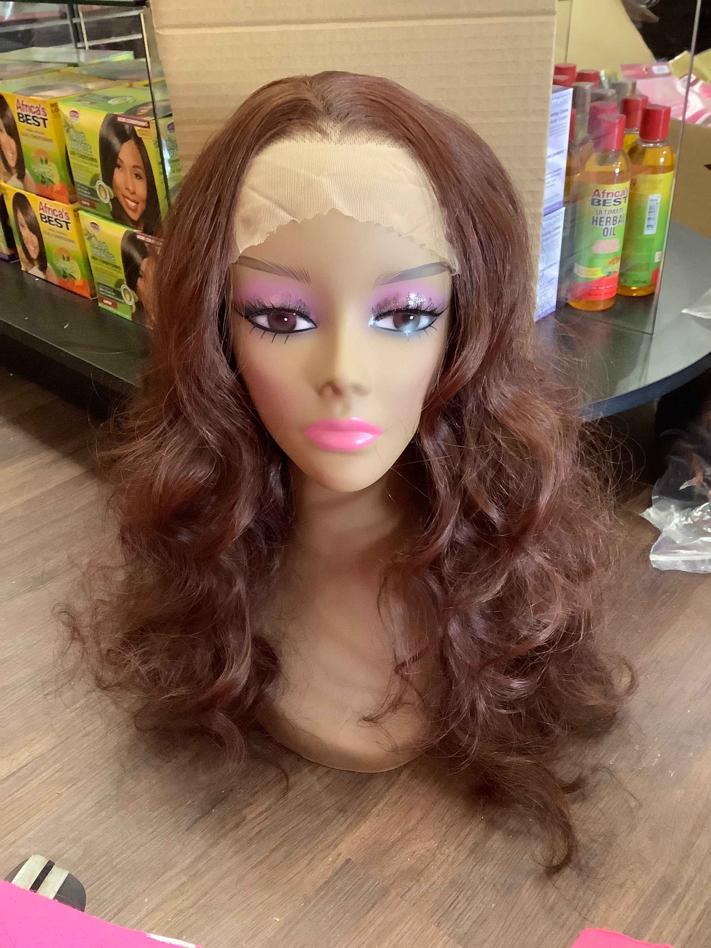 Brown Curly Lace Front Wig (W05YN3)