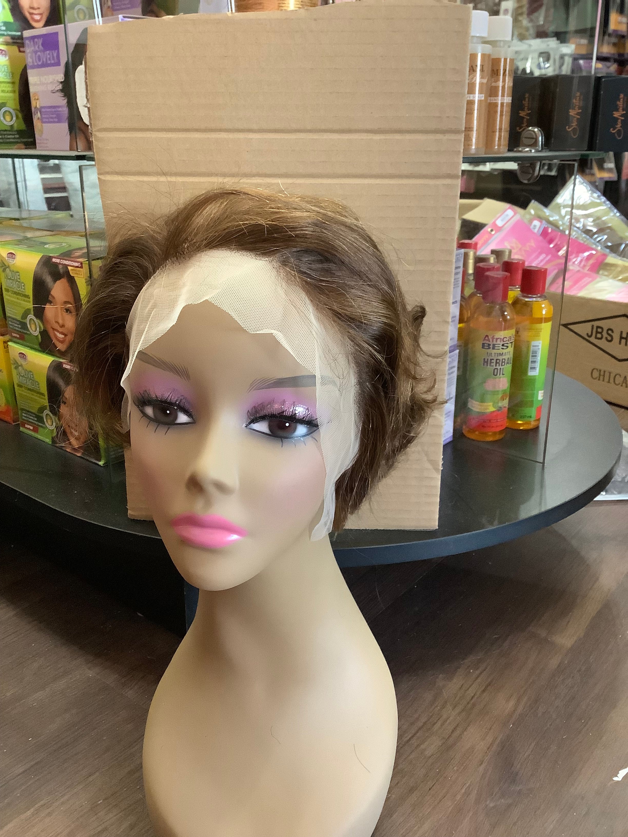 Short Brown Lace Front Wig (W05YGS)