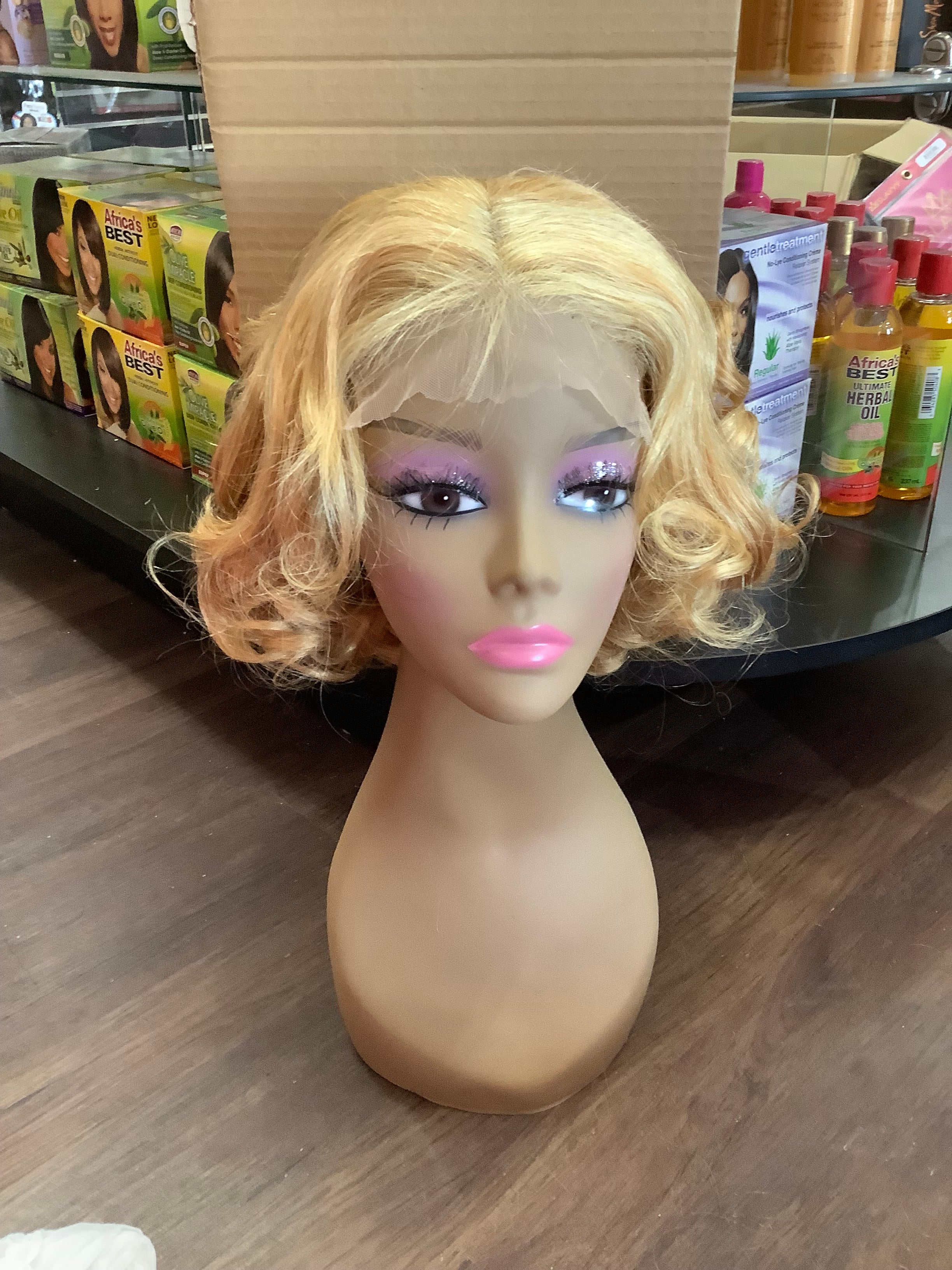 Blonde Curly Lace Front Wig (W05YFH)