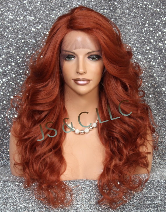 Long Wavy Auburn Lace Wig (W05YLO)