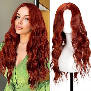 Long Wavy Auburn Lace Wig (W05YLO)