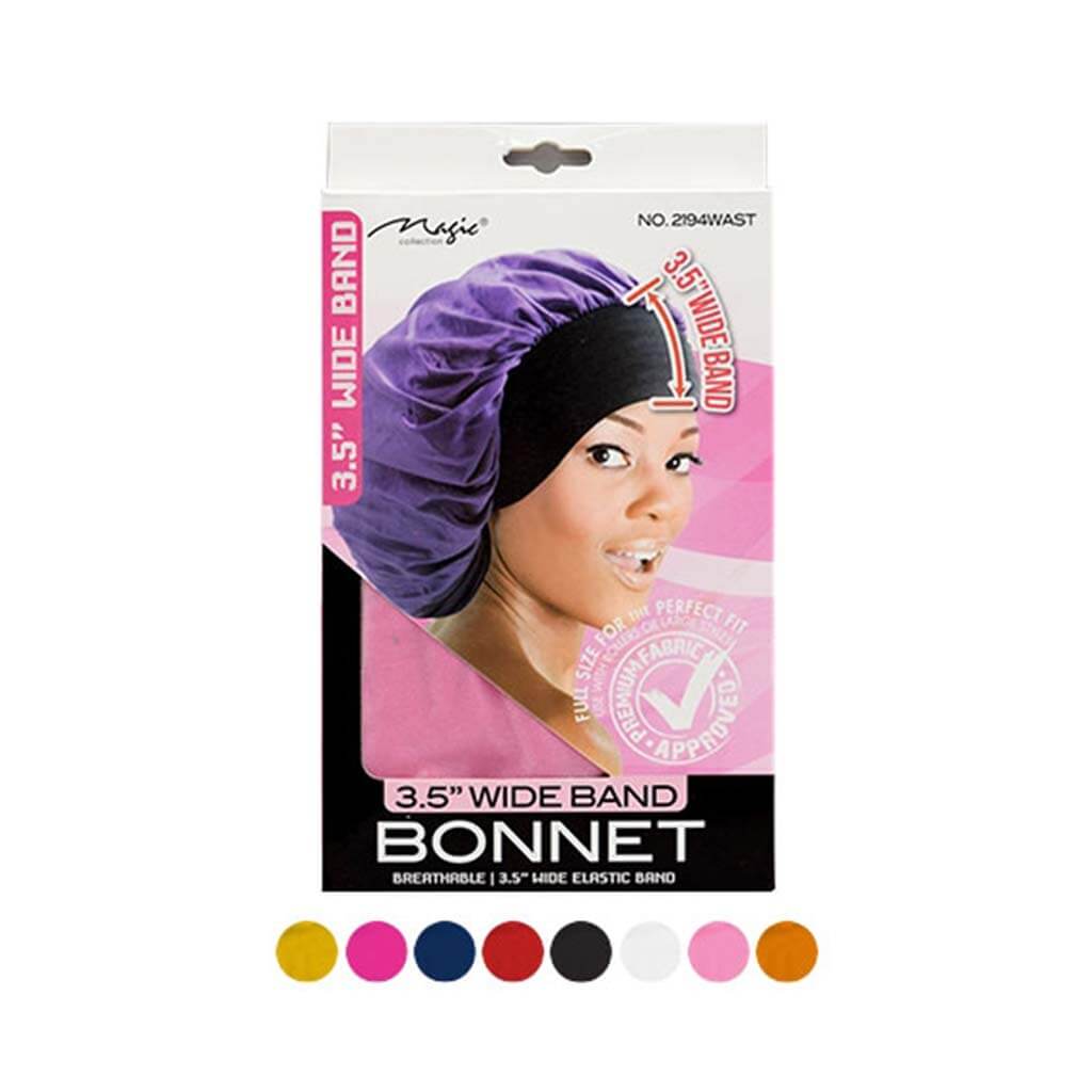 Magic Collection Wide Band Bonnet Elastic Black 3.5 Inch
