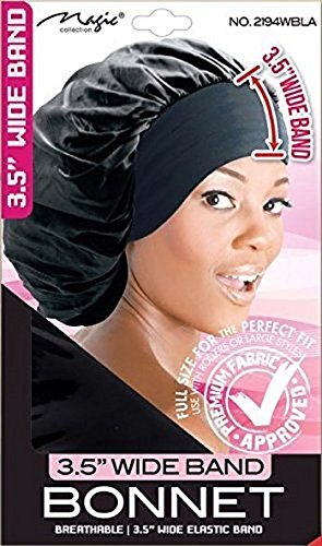 Magic Collection Wide Band Bonnet Elastic Black 3.5 Inch