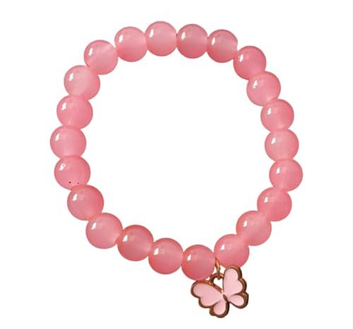 Pink Beaded Charm Bracelet