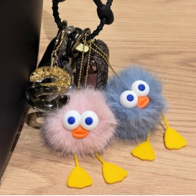 Pink Fluffy Keychain Set