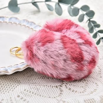 Pink Fluffy Keychain Set