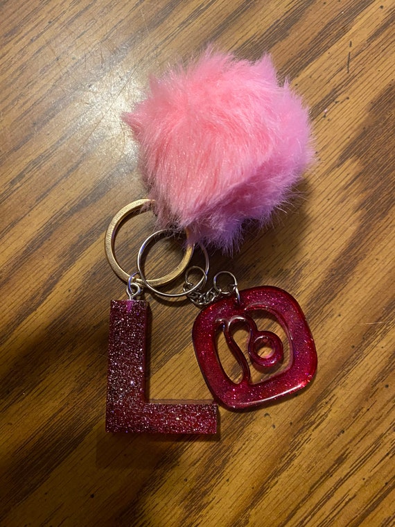 Pink Fluffy Keychain Set
