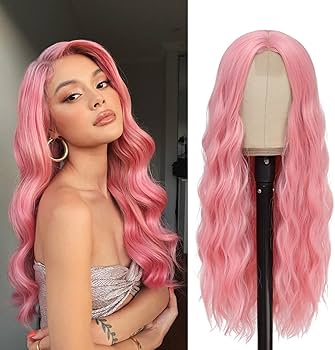 Pink Wavy Synthetic Wig