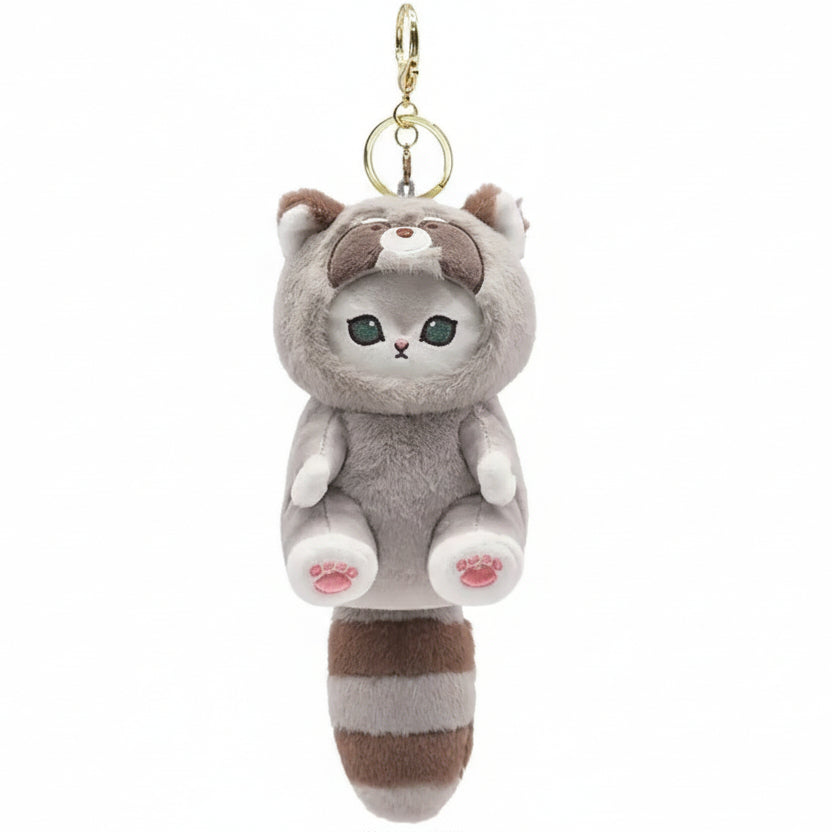 Plush Raccoon Keychain Set