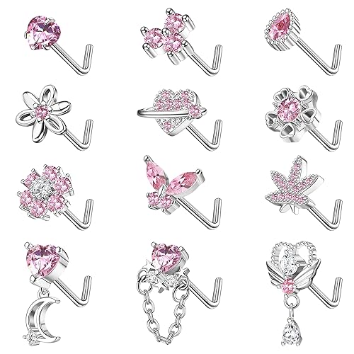 Purple Collection Leaf Nose Studs