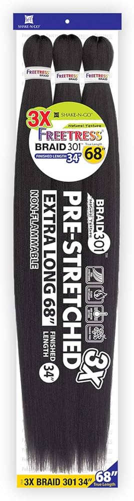 Shake-N-Go Free Tress 3X Pre-Stretched Braid 301 - 1B