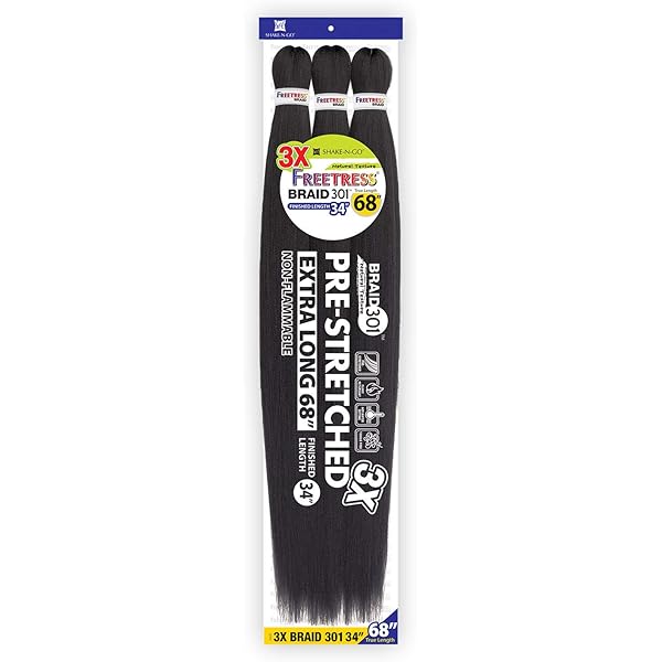 Shake-N-Go Free Tress 3X Pre-Stretched Braid 301 - 1B