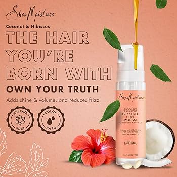 SheaMoisture Frizz-Free Curl Mousse Coconut & Hibiscus, 7.5 OZ