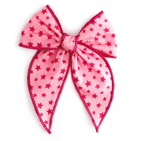 White Star Pattern Hair Bow