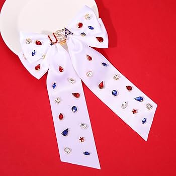 White Star Pattern Hair Bow