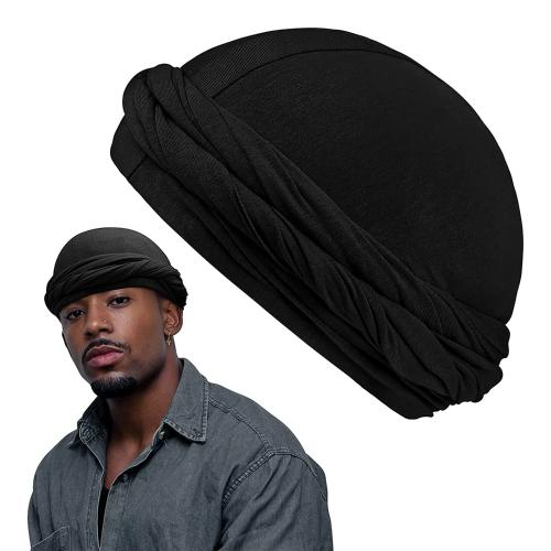 Black Ice Silky Satin Lined Turban XL Pre-Tied