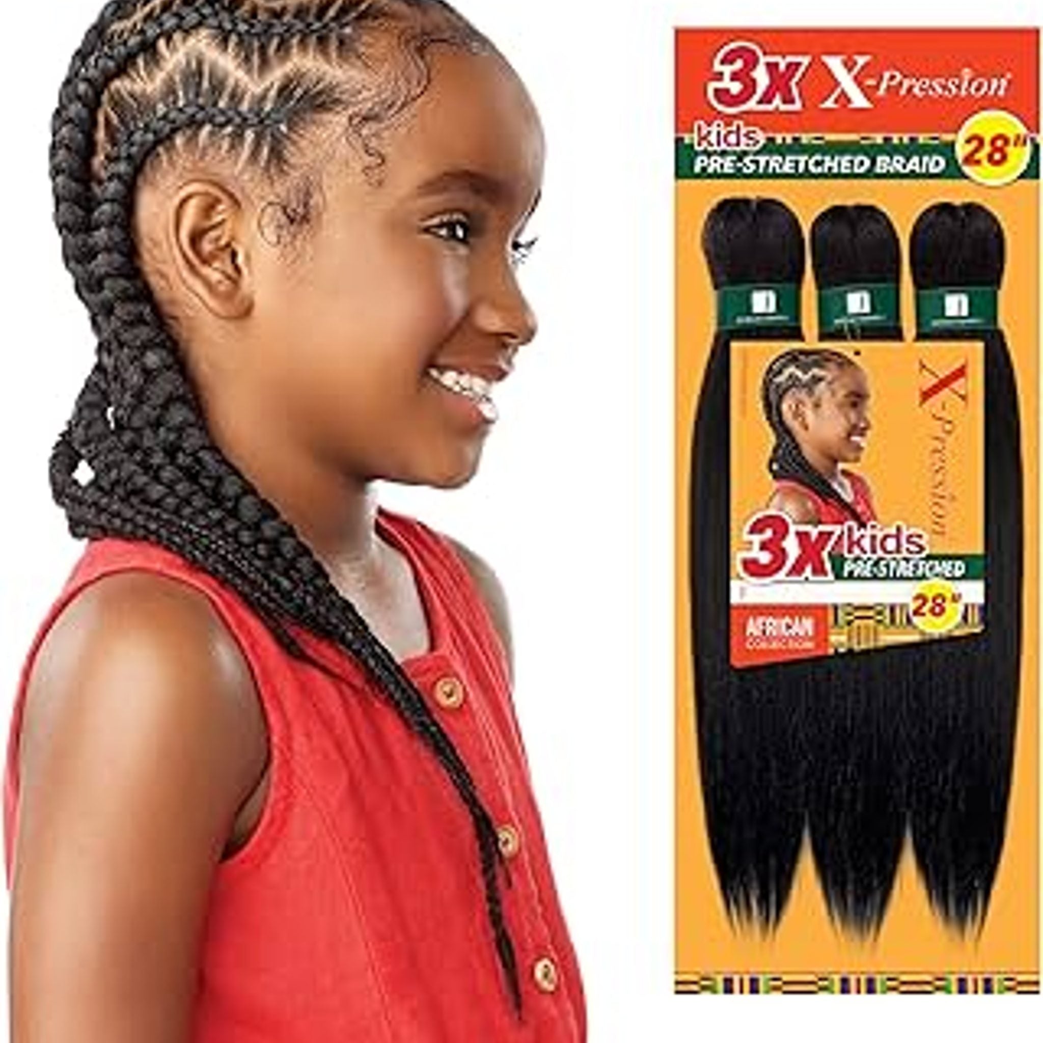 Sensationnel Kids Xpression Pre-Stretched Braiding Hair, 1 Pack #1B