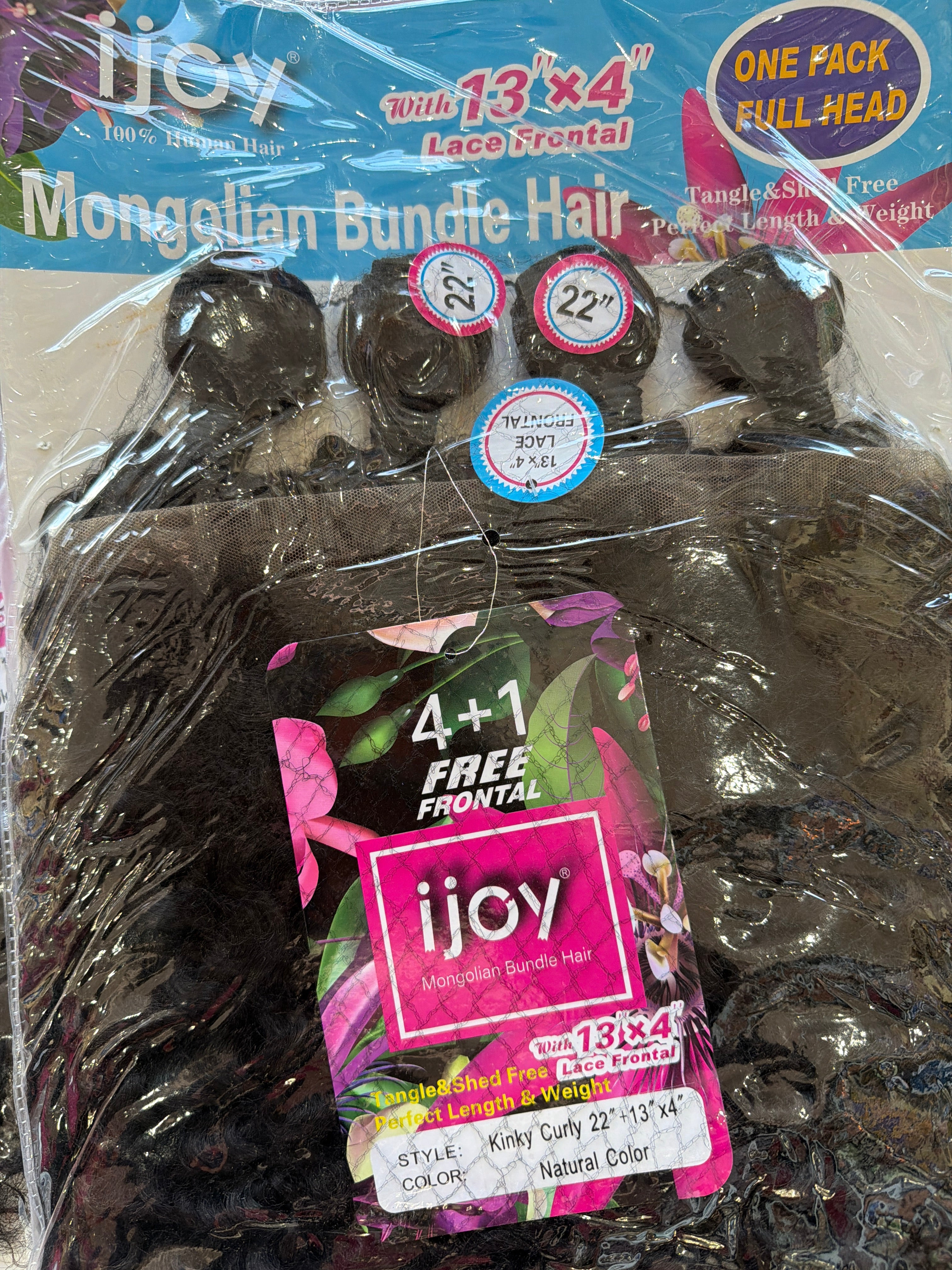 Ijoy Mongolian Bundle Hair (Kinky curly) 22"