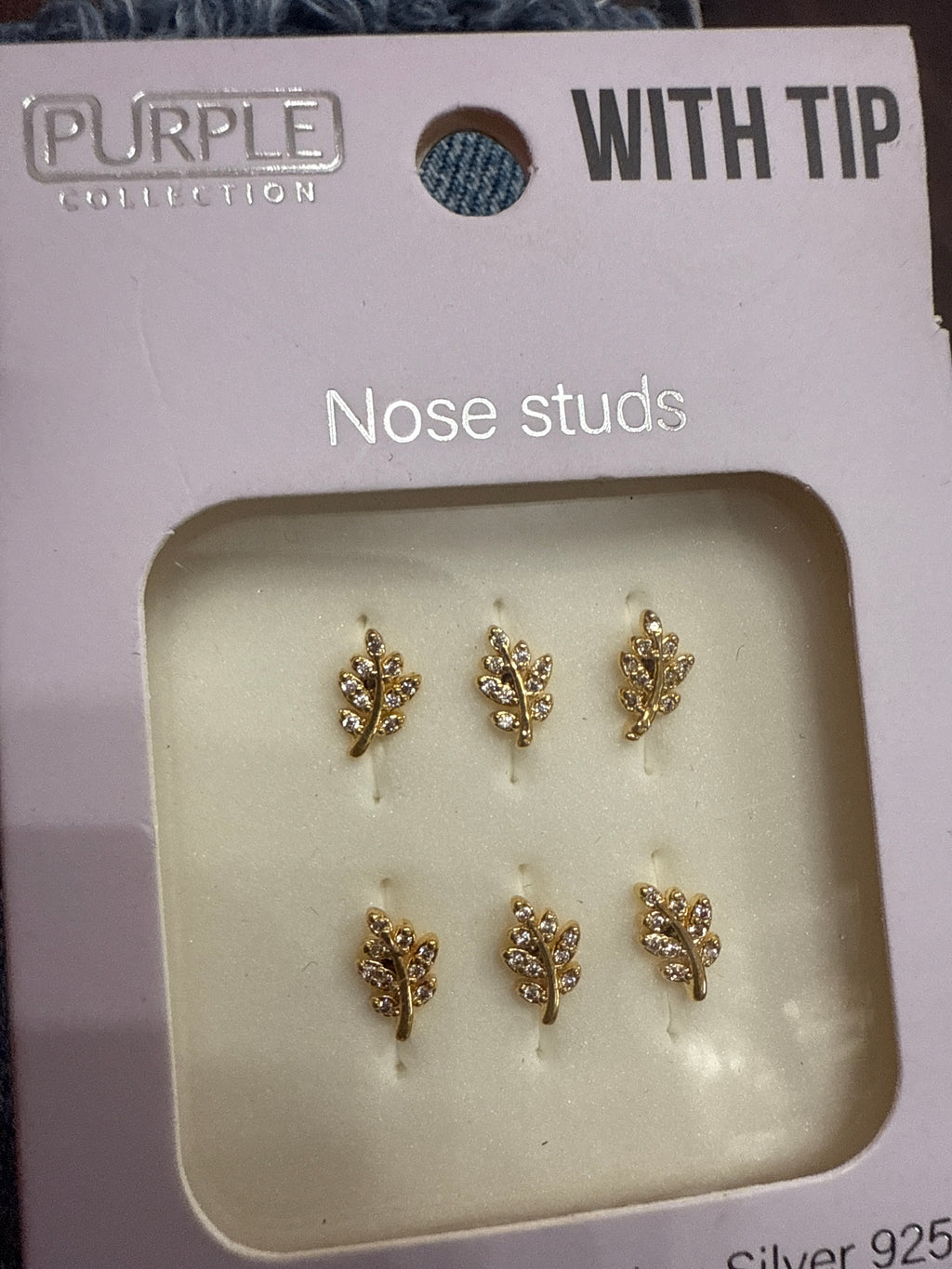 Purple Collection Leaf Nose Studs