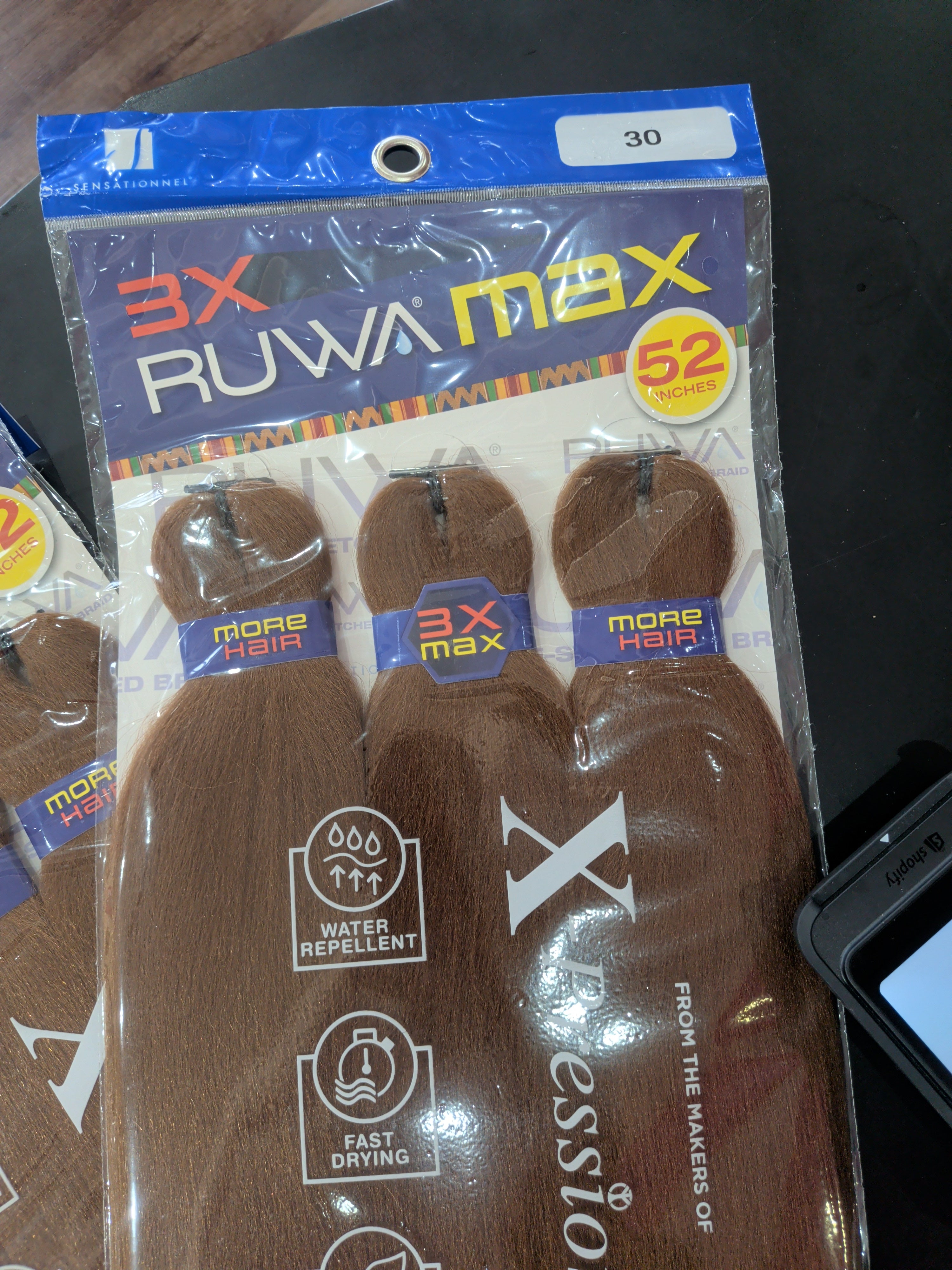 Ruwa 3x 52" pre stretched braiding hair #30