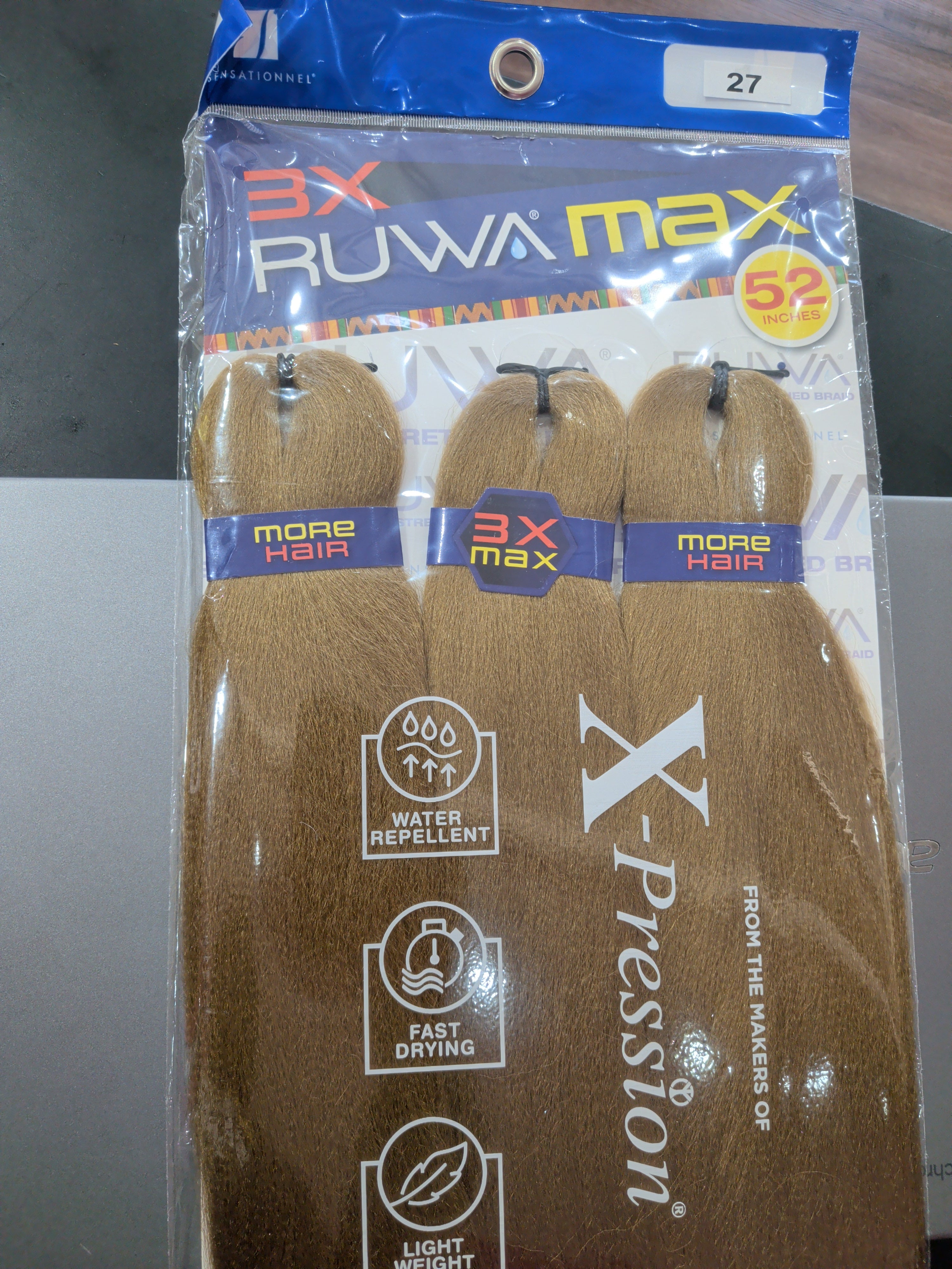 Ruwa 3x 52" pre stretched braiding hair #27