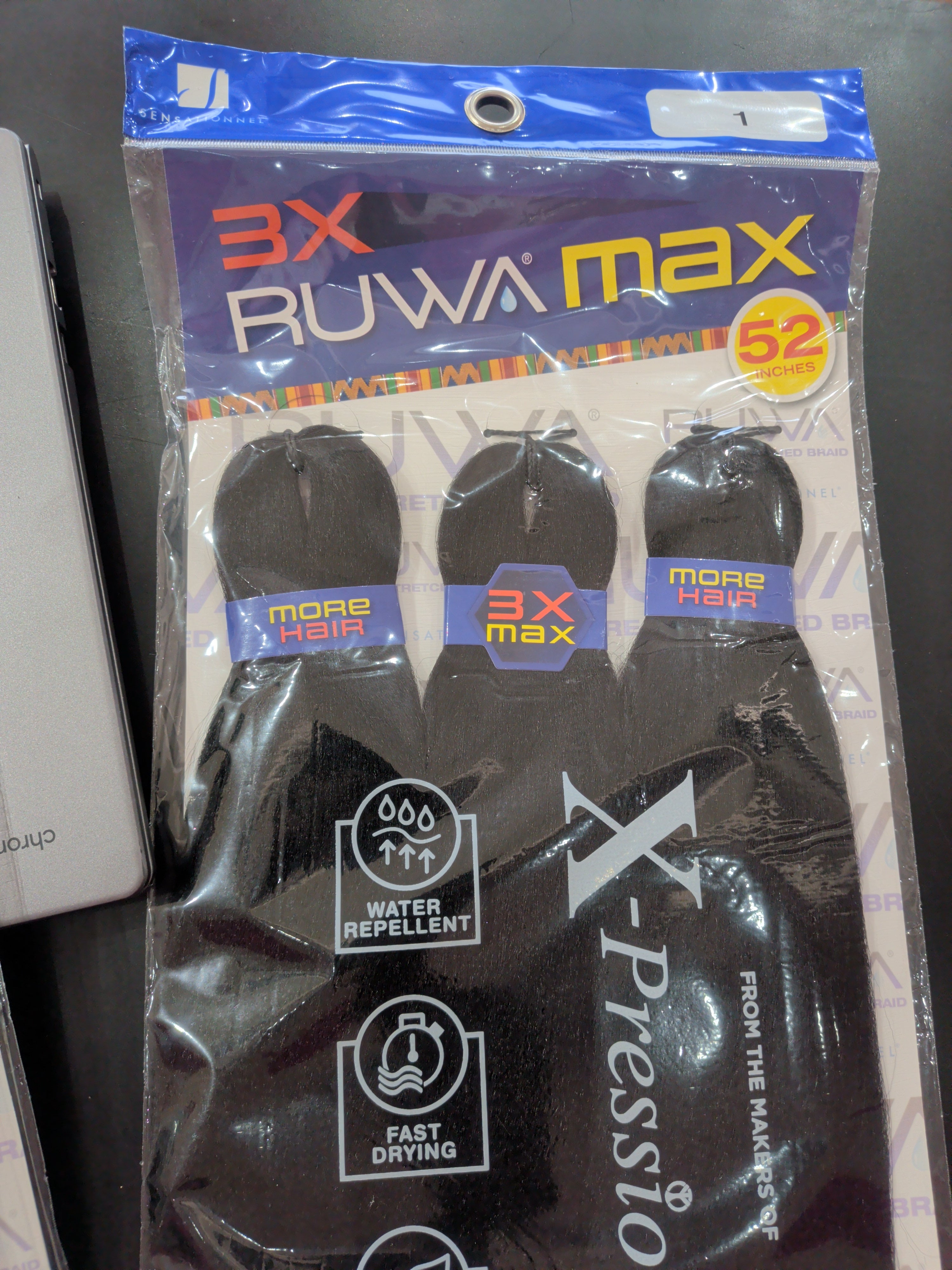 Ruwa 3x 52" pre stretched braiding hair #1