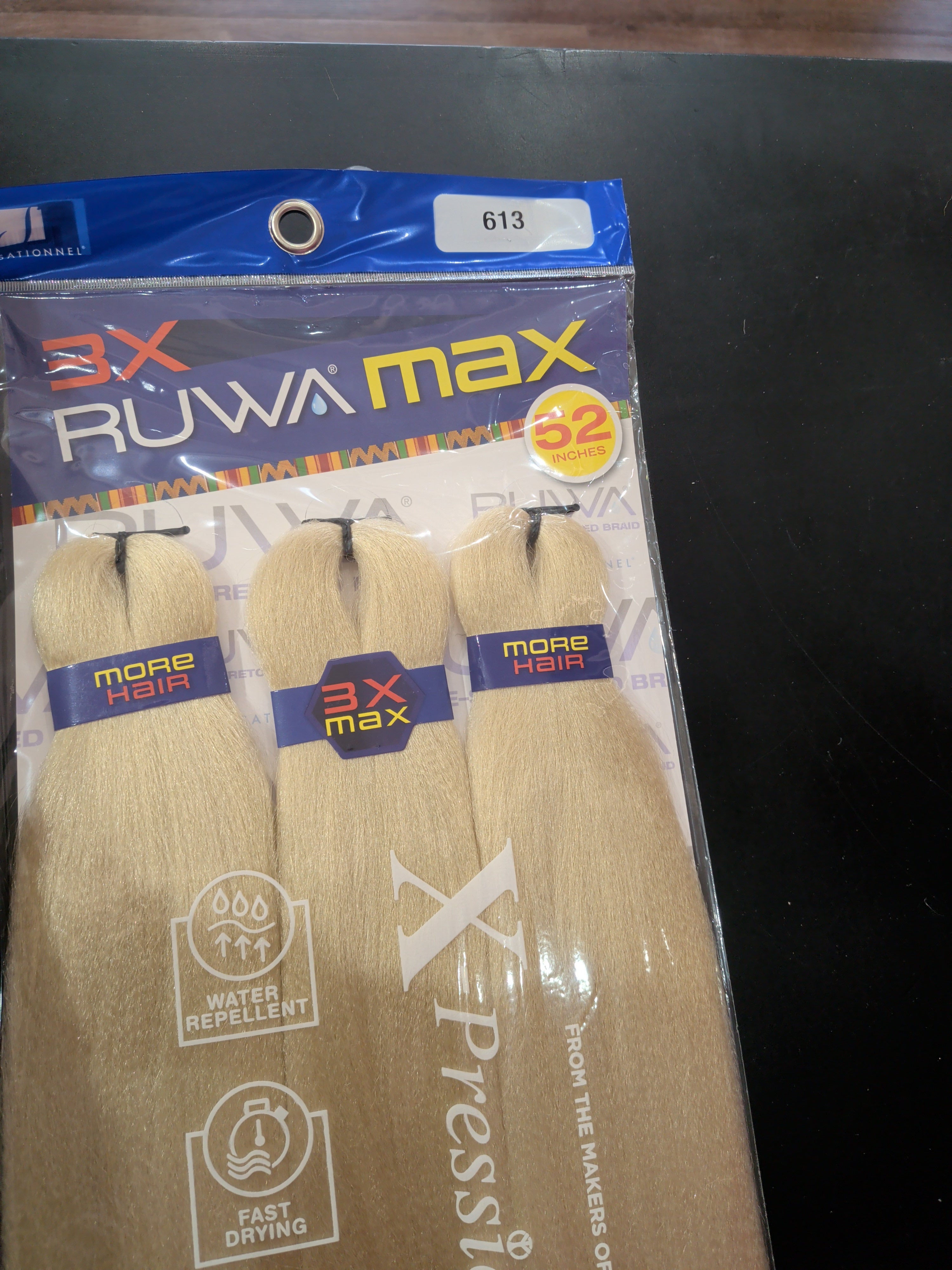 Ruwa 3x 52" pre stretched braiding hair #613