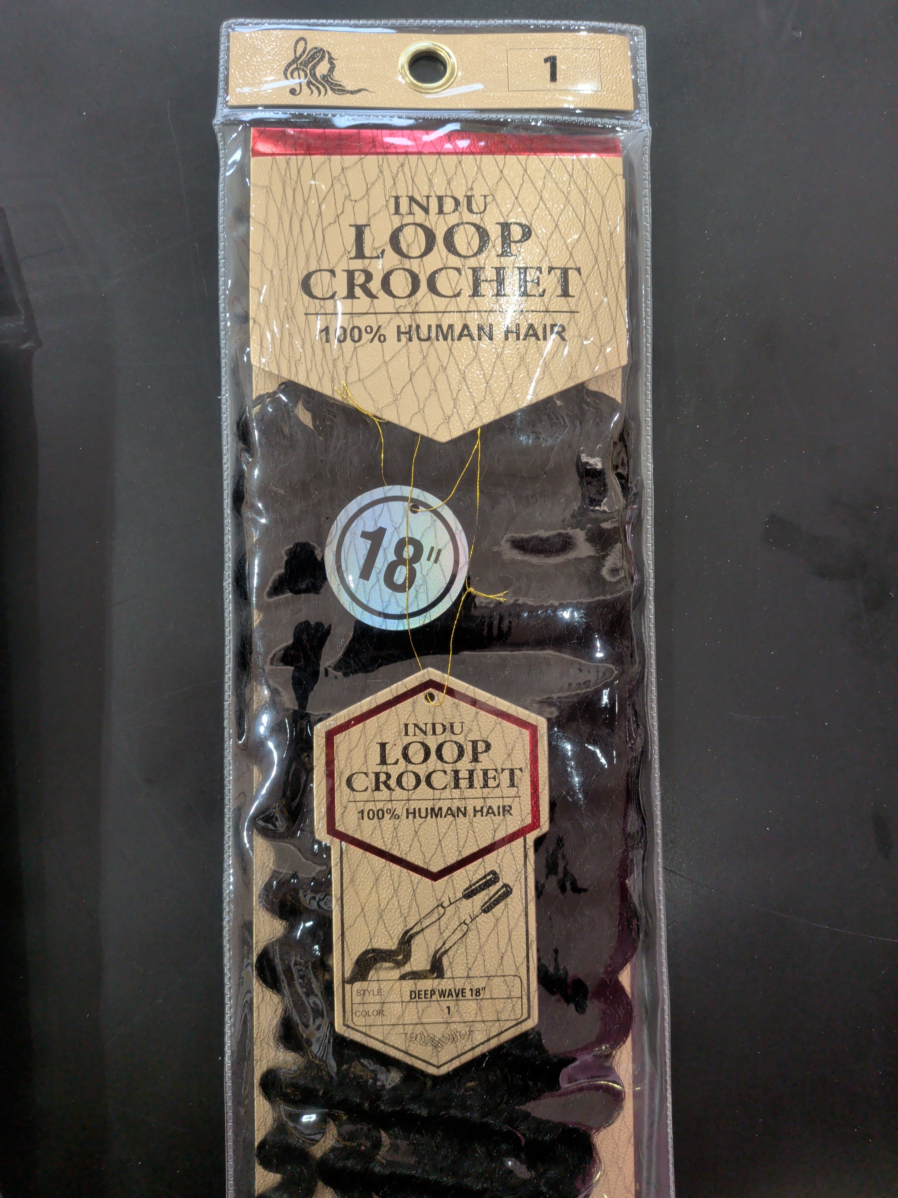 Indu loop crochet human hair deep wave 18" #1
