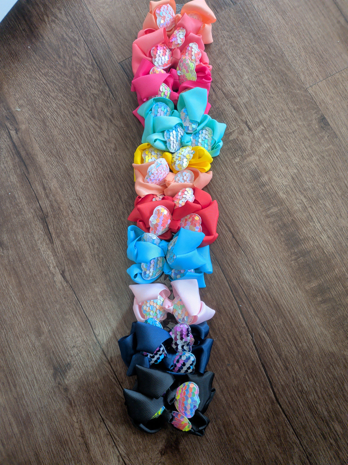 Sequin Bow Hair Clip Set