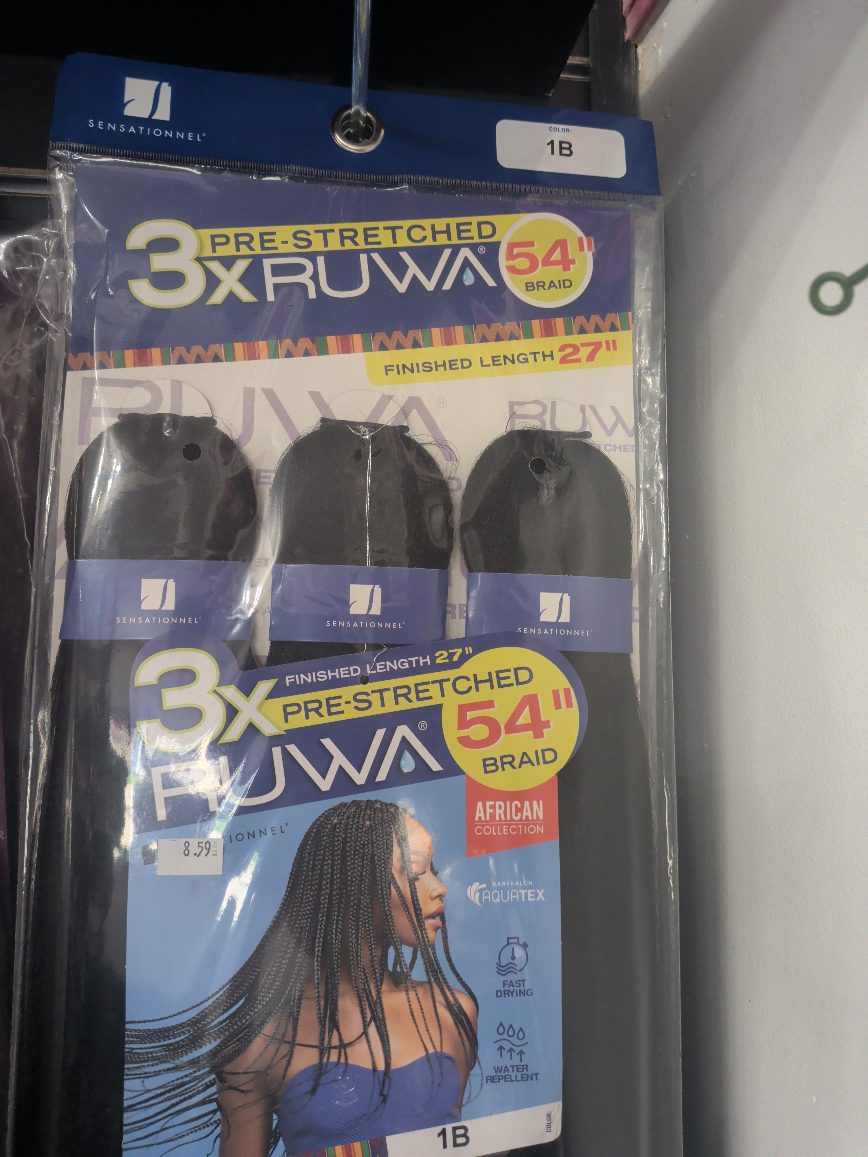 Ruwa 3x 54" pre stretched braiding hair 1B