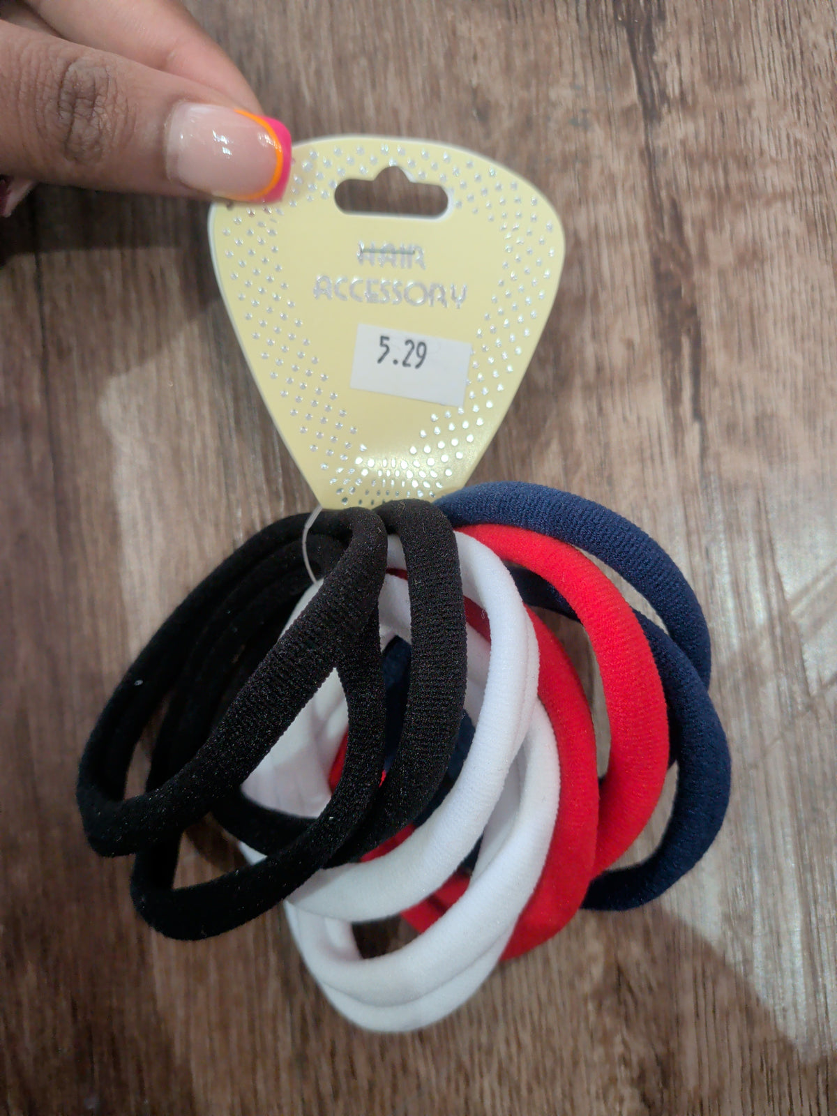 Hair Accessory Elastic Ponytail Holder Black White Red and Blue