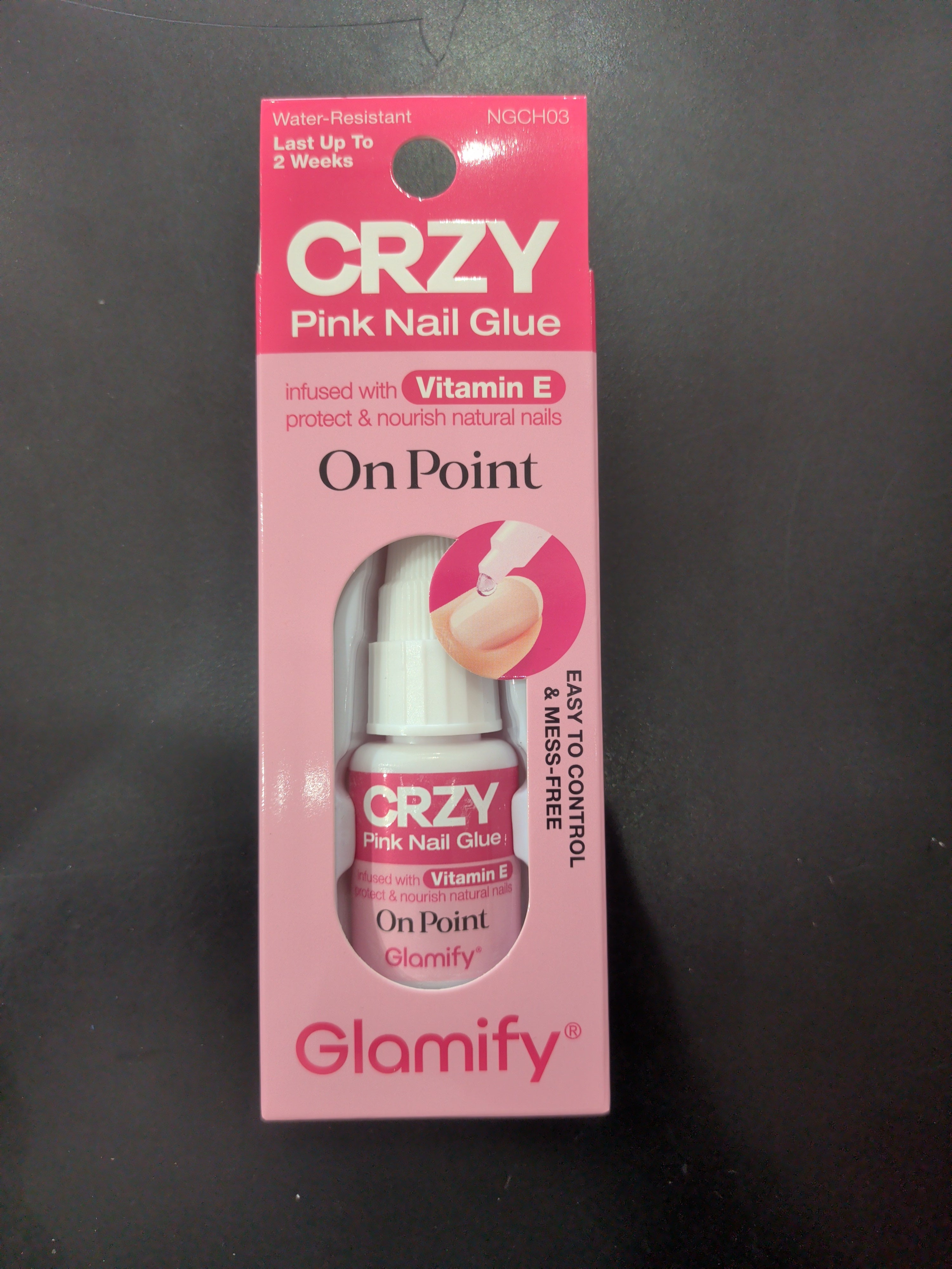 Crzy pink nail glue vitamin E