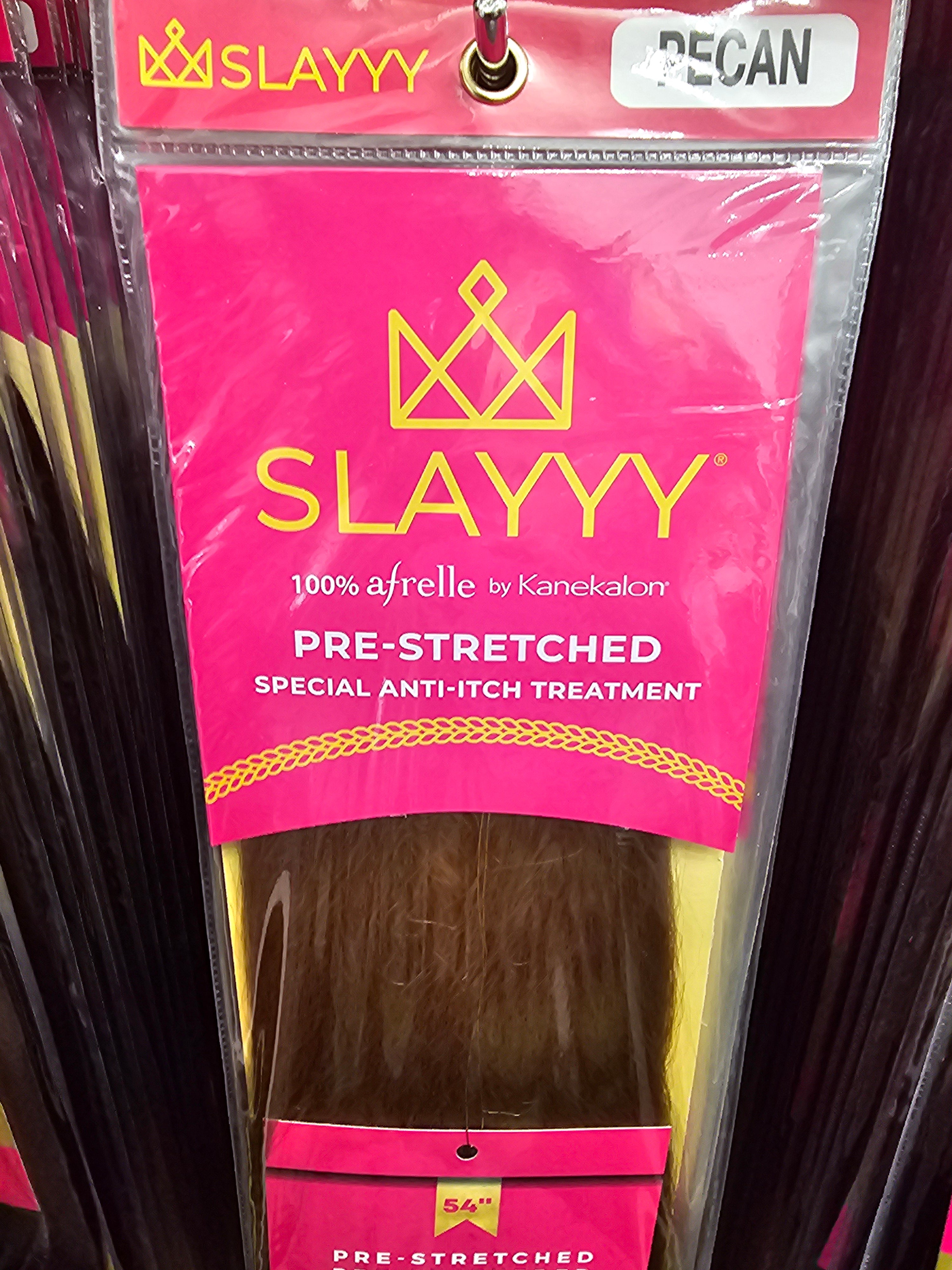 Slayyy-Ps54-27 850040779134 Slayyy Braiding Hair Pre-Stretched, Pre-Feathered 54" #27 - Pecan 