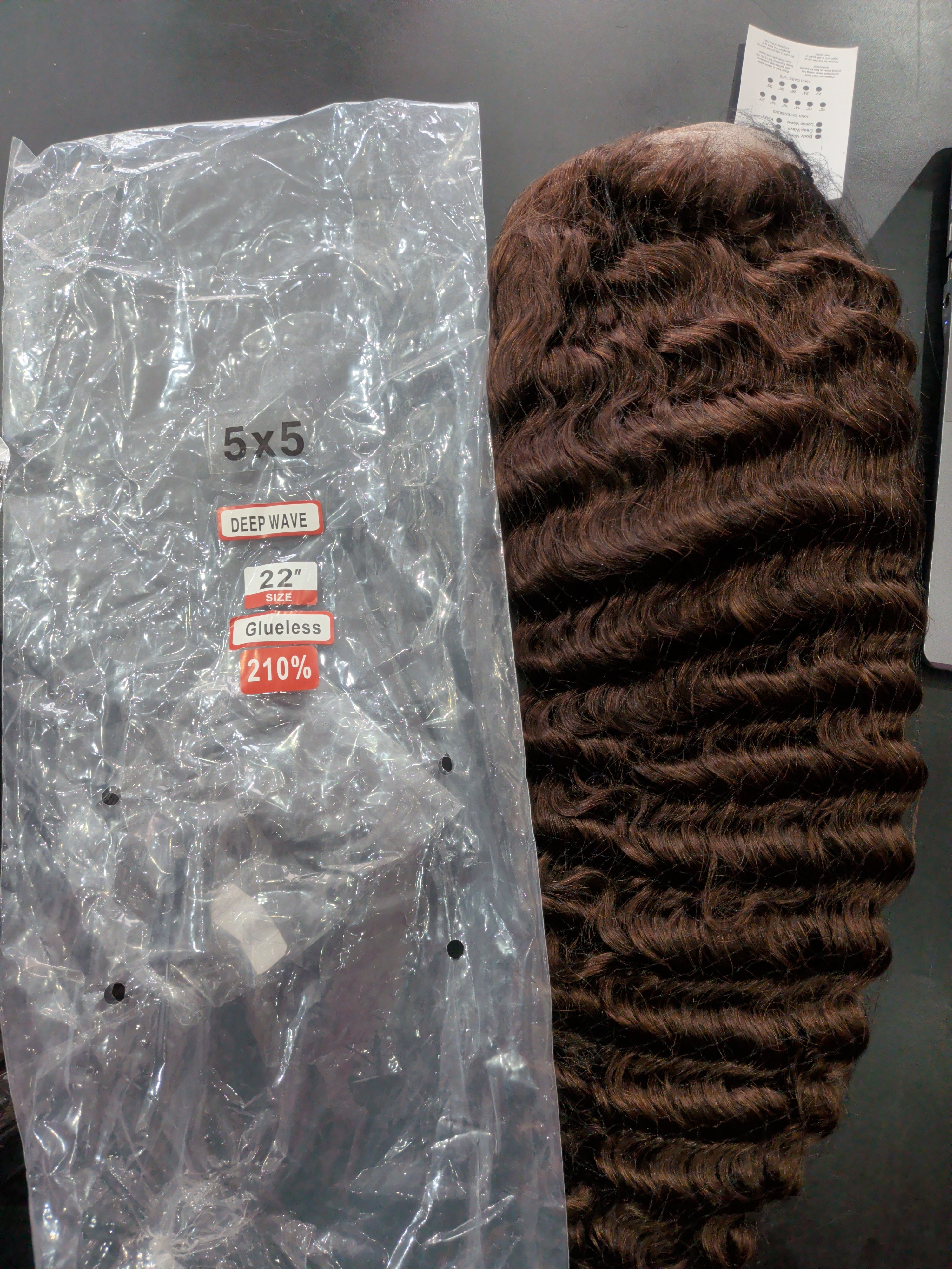 Brown Deep wave 22" glueless wig