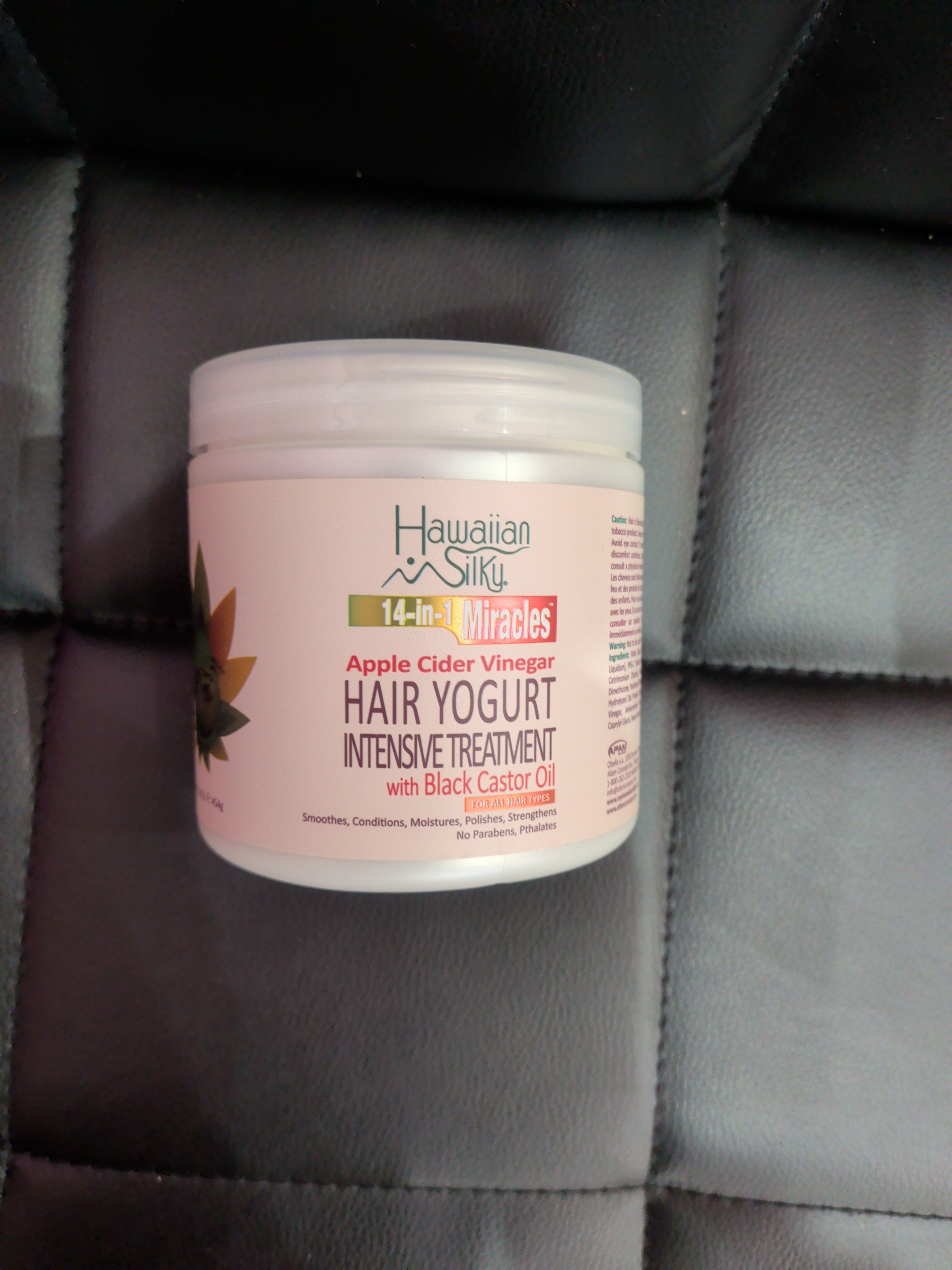 Hawaiian silky Apple cider vinegar hair yogurt intensive treatment with black castor oil
